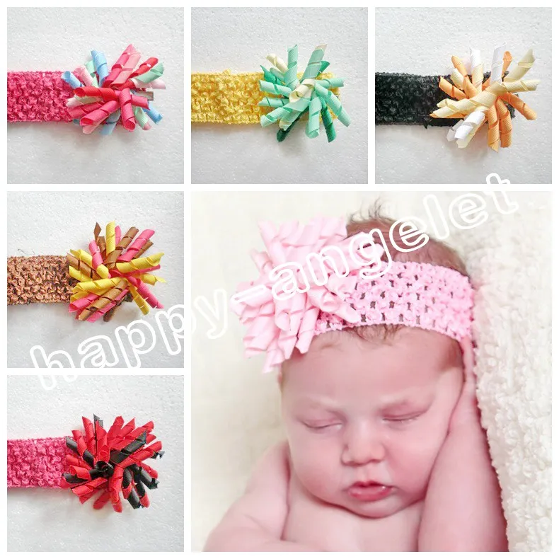 Baby Christening Wafel Szydełka Pałąk Corker Łuki Kwiaty Włosów Klip Barrettes Dziewczyna Korker Włosy Zespoły Woven Opaski 50 sztuk PD011