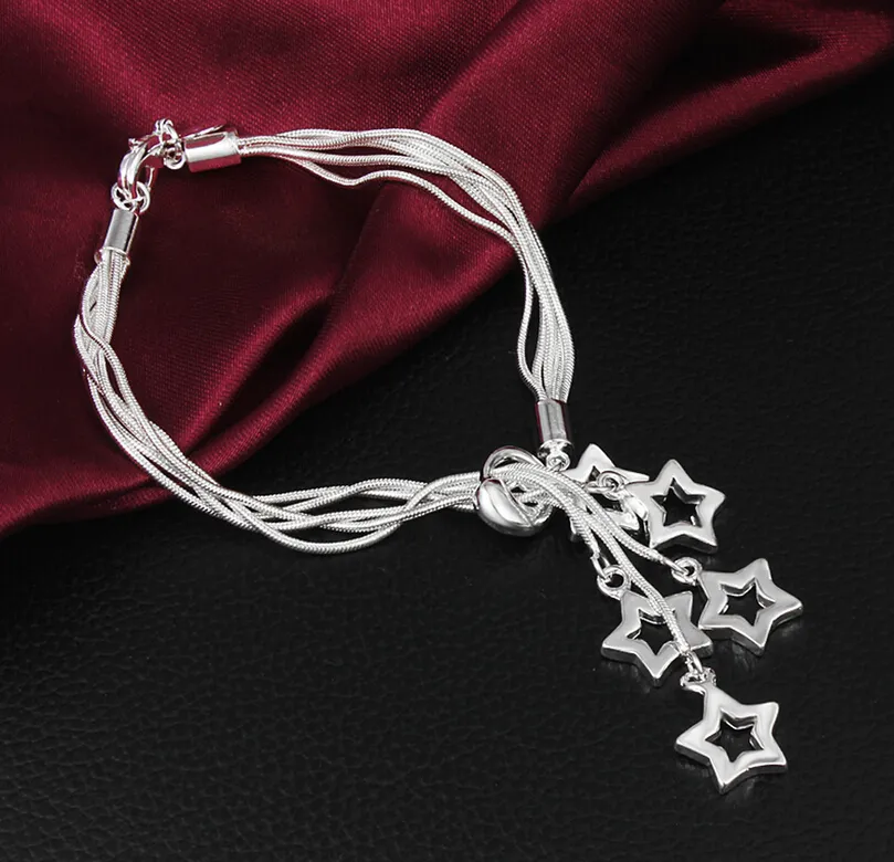 Top Grade Silver Charm Bracelets Sonderangebot heiße Verkaufs-Art- und Weisestern-Ketten-Stulpe-Armband für Frauen-Mädchen-Männer Wholesale freies Schiff 0060YDH