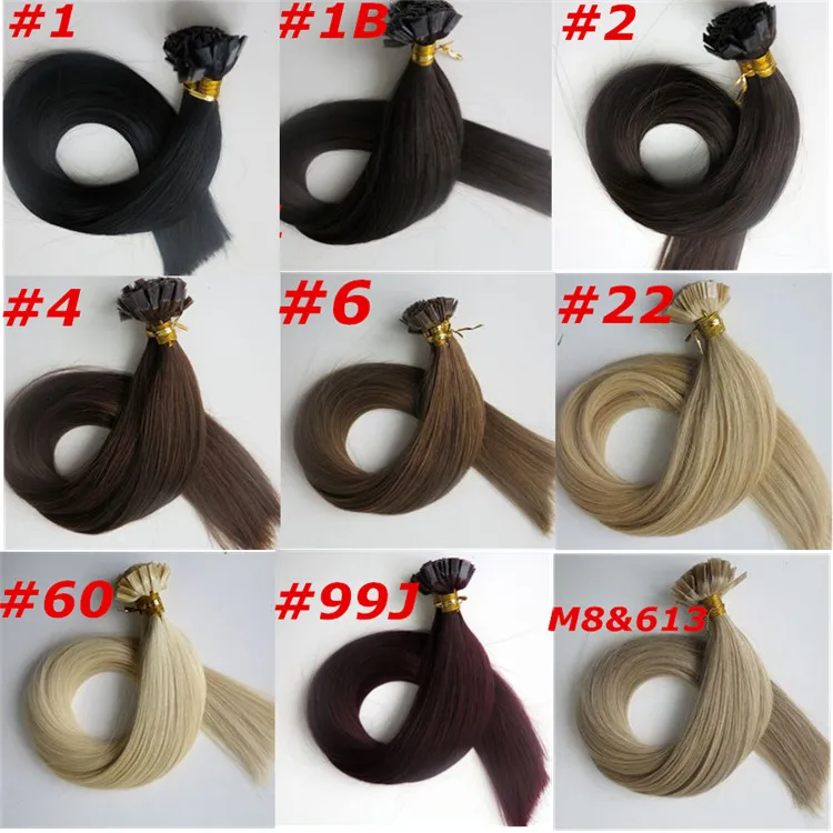 100g 100Strands Pre-bonded Flat tip hair extension 18 20 22 24inch Braziian Indian human hair extensions