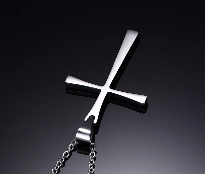 New Arrival Party Gift Style For Women Girl Bling Silver Stainless Steel Nice Cross Pendant Necklace High Polished Chain 20''