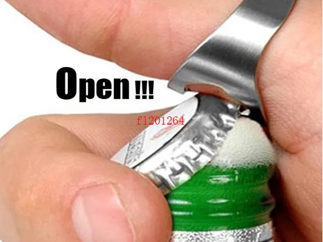 Vacker gåva rostfritt stål fingerring ringar ölflasköppnare kan öppna tennöppnar 22mm storlek 10 st.