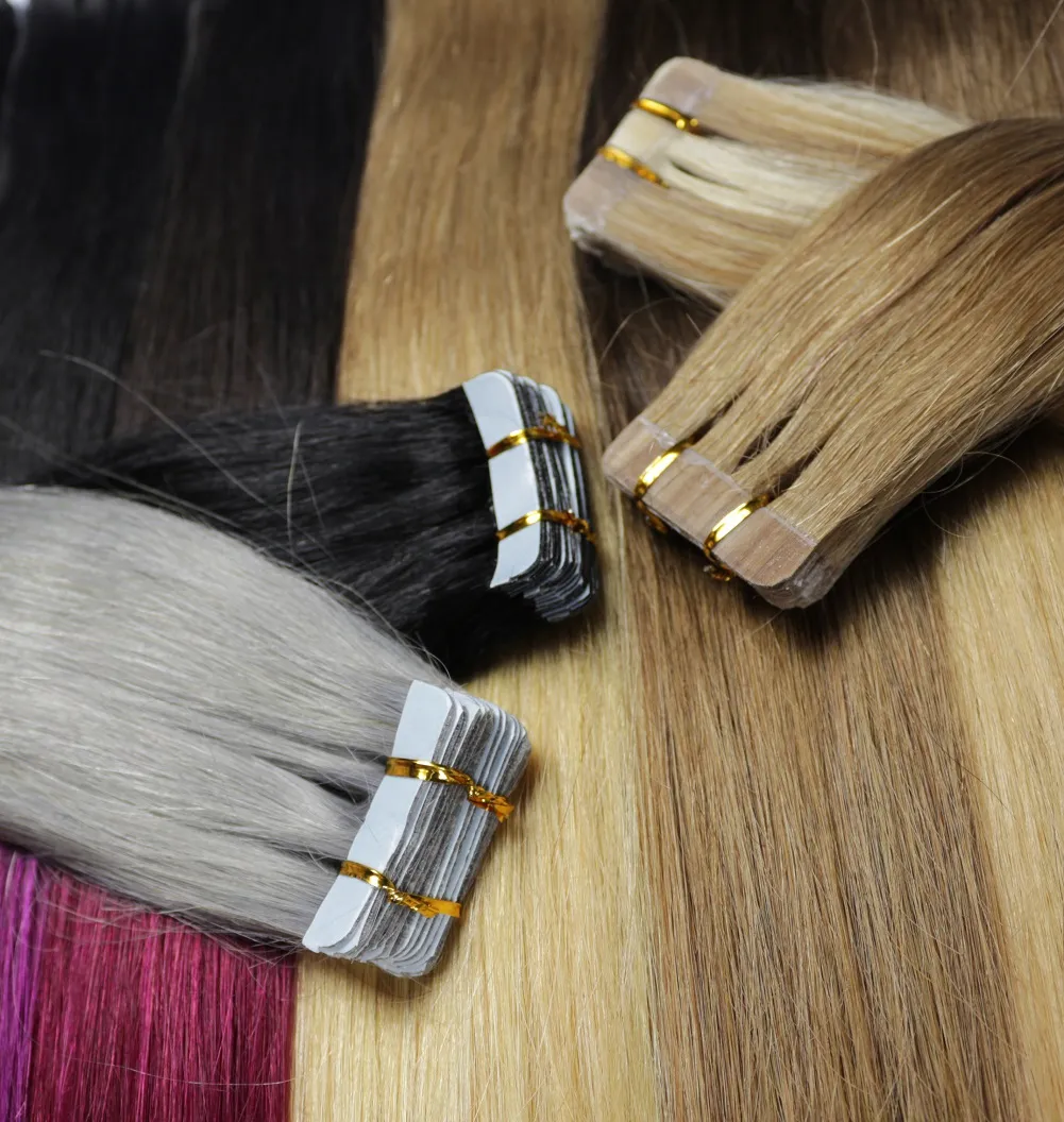 ZZHAIR 1424 inches 100 Braziliaanse Tape Remy Human Hair Extensions pack Lijm In Haar Huid Inslag 30g70g5142951