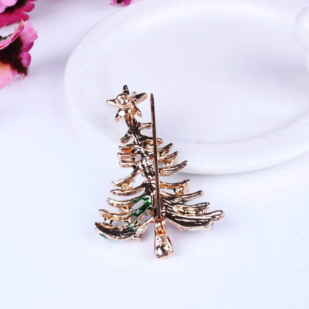 Fashion Trendy Hot Multicolour Rhinestone Enamel Delicacy Christmas Tree Brooch Pin Brooches Xmas Gifts Wholesale 