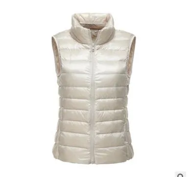 90% Vit Duck Down Women Vest Vinter Ultra Light Duck Down Vest Ärmlös Jacka Waistcoat Höst Röd Svart Vit Blå Väst