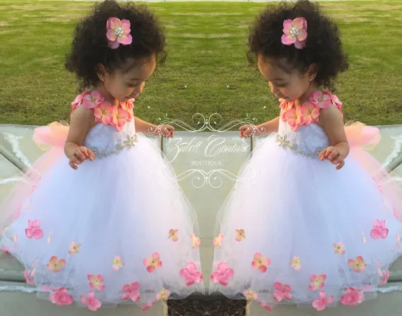 Doop Jurk - Mini Bruid Bloem Meisje Jurk - Kant Grote Bow - Tulle Wedding Emily Bloom Dress van Zulett