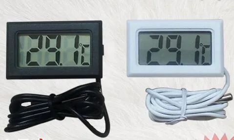 200 sztuk Cyfrowy ekran LCD Termometr Lodówka Lodówka Zamrażarka Akwarium Temperatura Temperatura Ryby -50 ~ 110C GT Black White Color