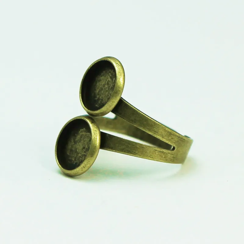Beadsnice Double Ring Base For Jewelry Making Antique Brass Adjustable