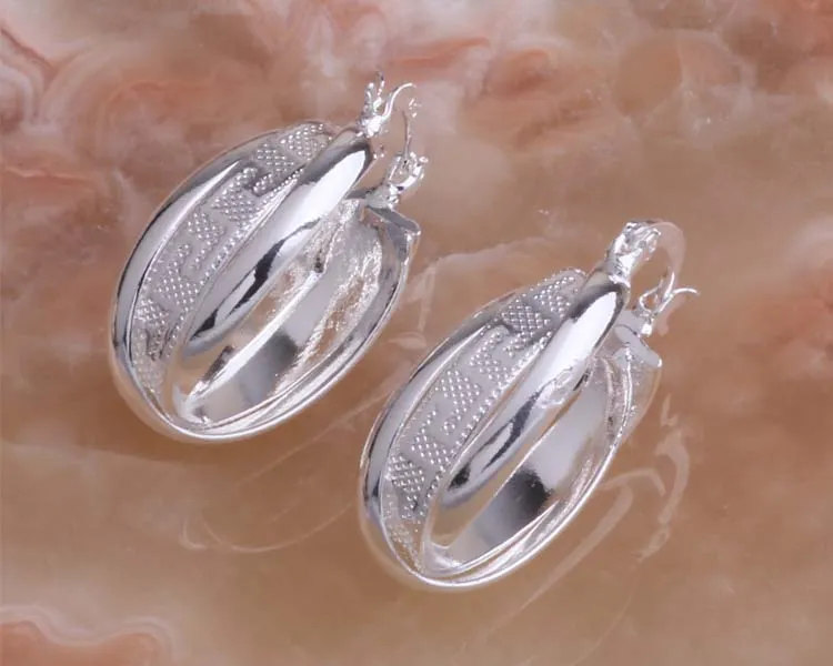 Moda Jóias Fabricante muito 2 impressão Círculo brincos 925 sterling silver jewelry preço de fábrica Moda Brincos de Brilho