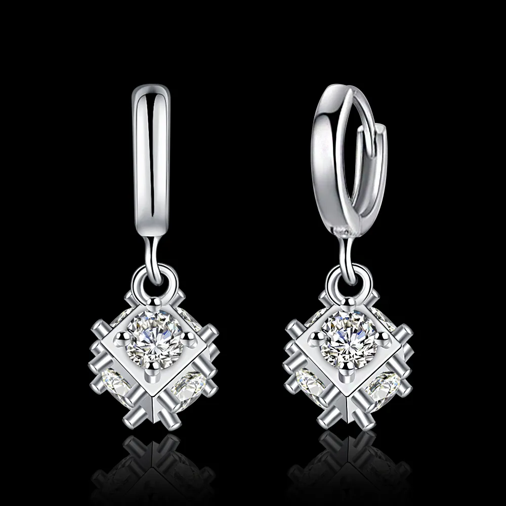 Precio de PP gratis 925 Joyería de moda de plata esterlina Pendiente de seis diamantes laterales 925 Pendientes de araña colgantes de plata 1814