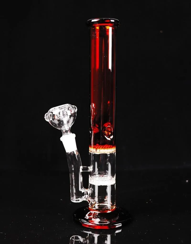 bong in vetro rosso con raccordo 14.4 mm piattaforma petrolifera alta 28 cm Kit di raccolta nettare chiaro con soffione Percolatore spedizione gratuita