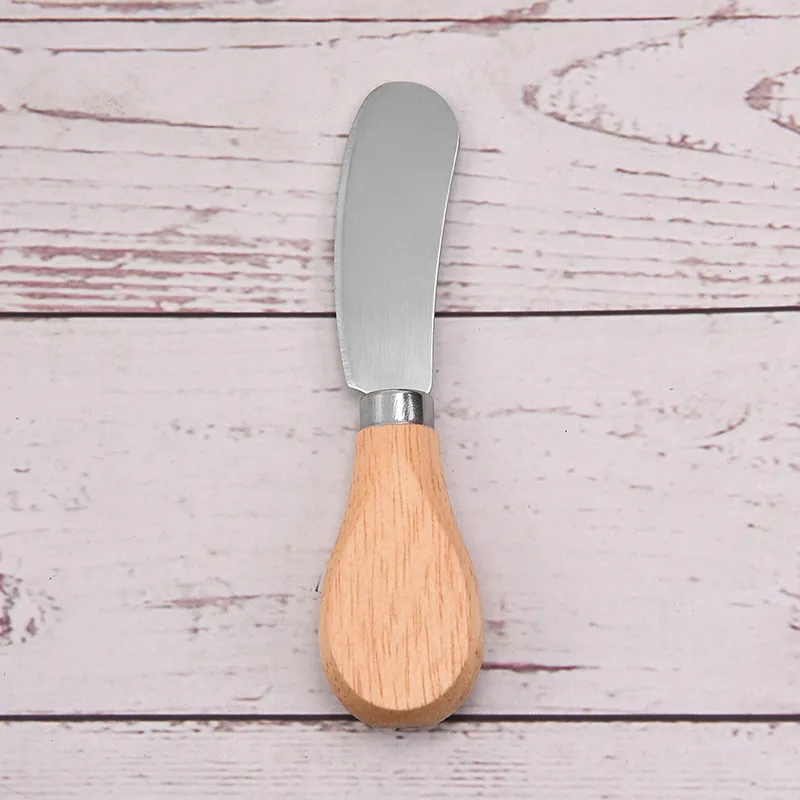 Jam Spreader Cheese Utensils Wooden Handle Stainless Steel Cream Spatula Cheese Knives Butter Knife Cheese Spread LX4551