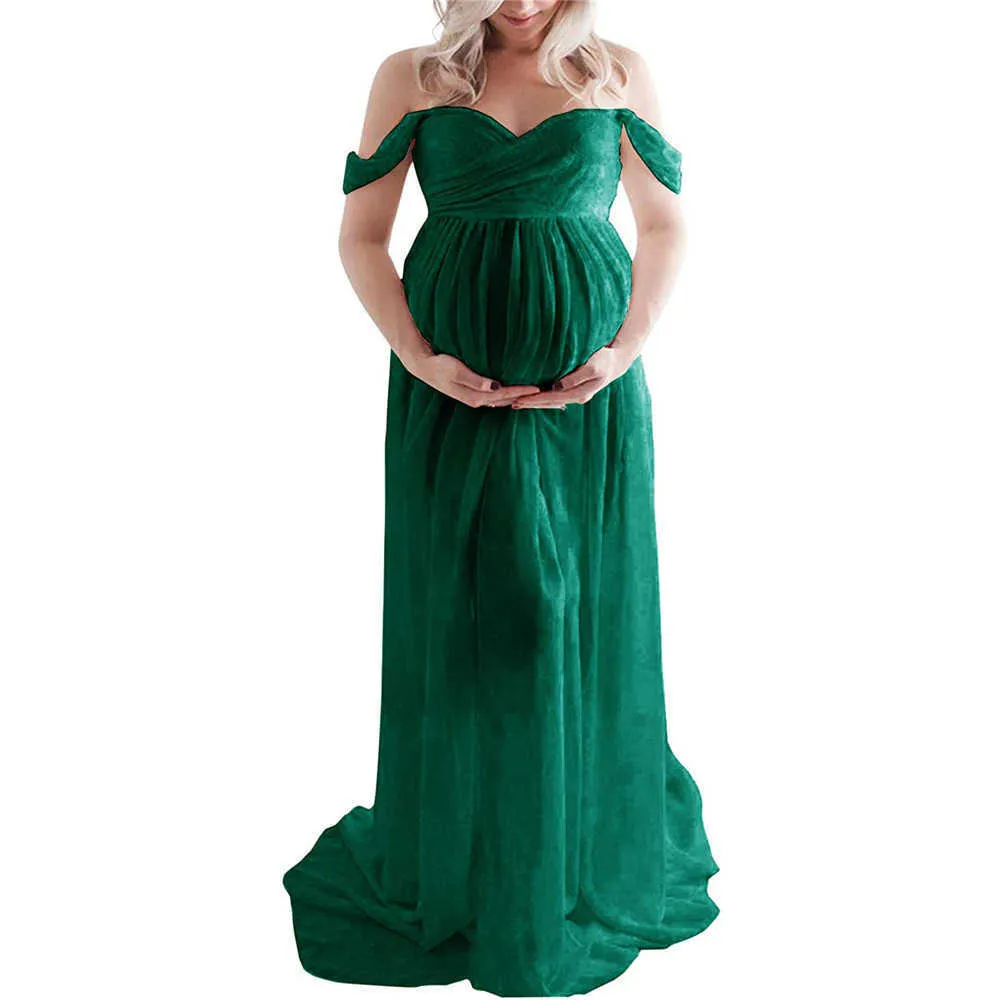 Shoulderless Maternity Dress For Photography Sexy Front Split Pregnancy Dresses For Women Maxi Maternity Gown Photo Shoots Props (8)