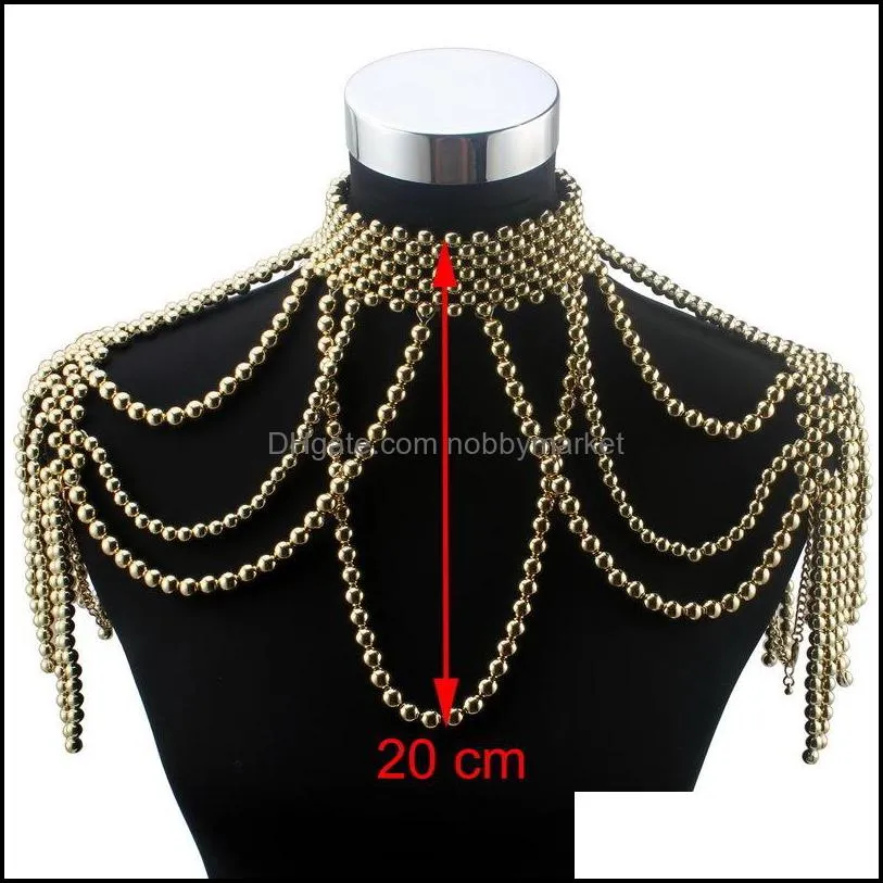 Florosy Long Bead Chain Chunky Simulated Pearl Necklace Body Jewelry for Women Costume Choker Pendant Statement Necklace New 210323