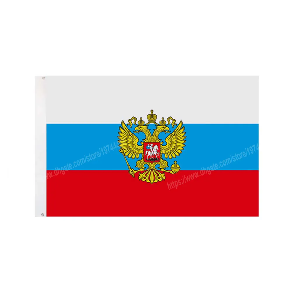 Russia With Eagle Crest Flag Russian Army 90 x 150cm 3*5ft Custom Banner Metal Holes Grommets Indoor And Outdoor can be Customized