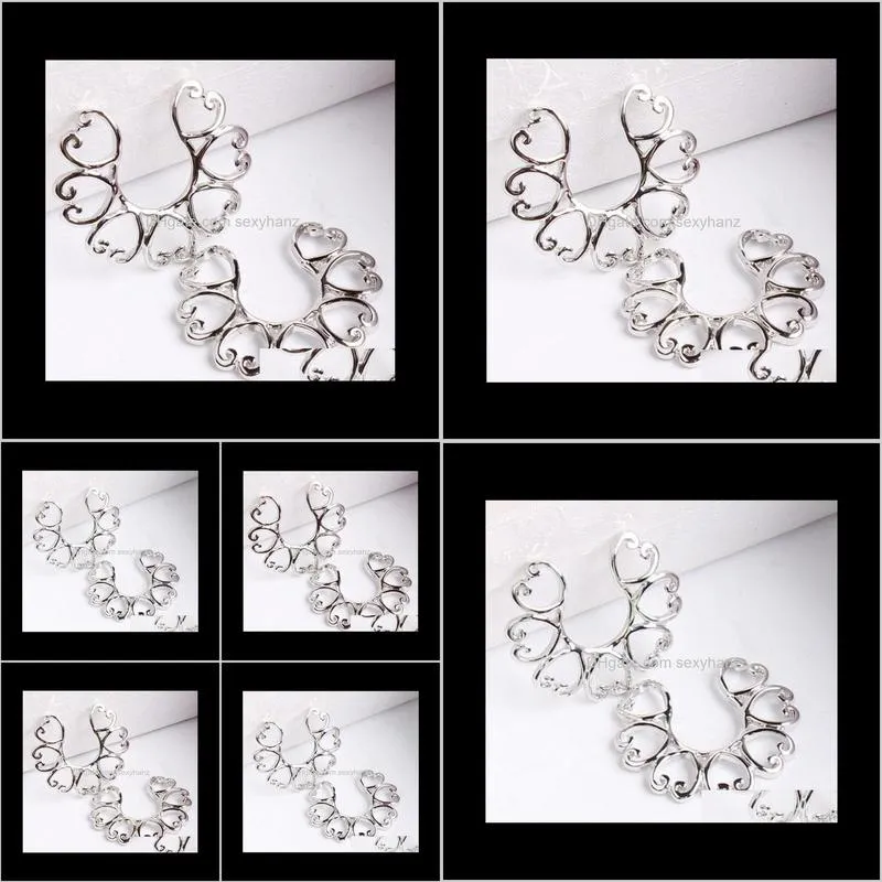 fake nipple ring female korean version popular non-piercing ornaments heart-shaped nipple rings piercing body jewelry for women ds75