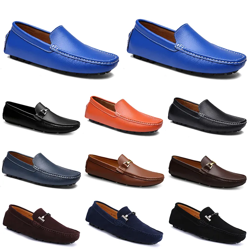 Couro Doudou Homens Casual Drivings Shoes Respirável Sole Sole Light Tans Black Navys Brancos Azul Prata Amarelo Calçado Calçado All-Match All-Match Outdoor Transfronteiriça