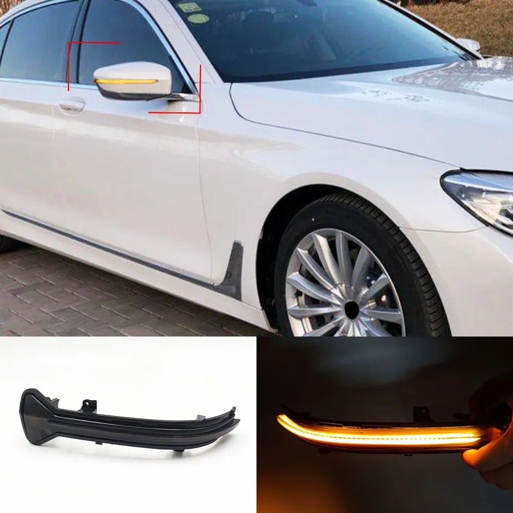 2PCS LED Dynamic Turn Signal Light Side Rear-View Mirror Light For BMW 5 6 7 8 3 Series G38 G30 G31 G11 G12 G14 G15 G20 M5