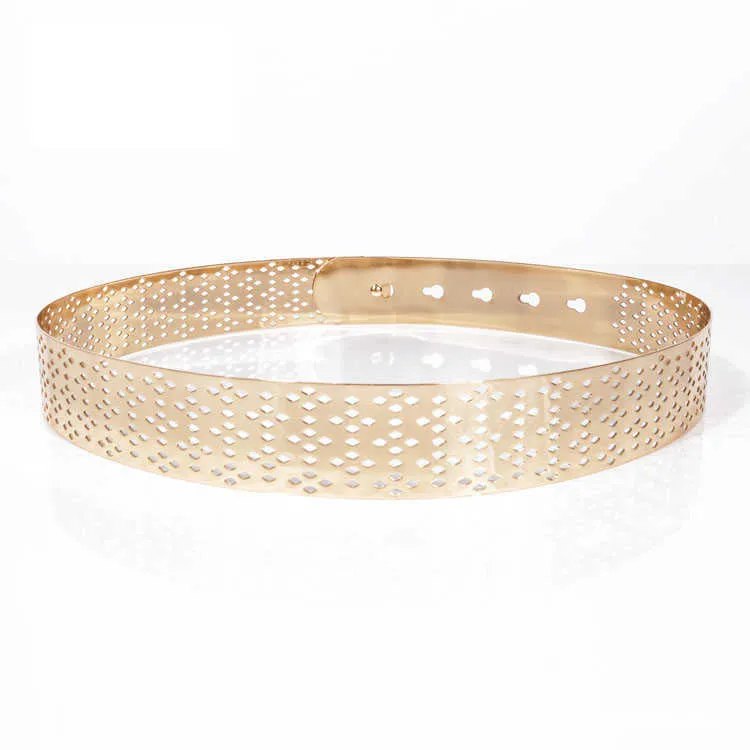 Nieuwe mode vrouwen jurk riem goud metalen spiegel gezicht riemen wijd zelf stropdas wrap rond taille dunne tailleband accessoires B416 Q0624