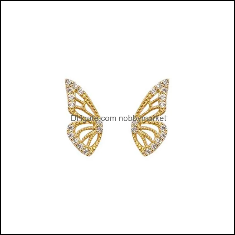 Stud Aide 925 Sterling Silver Hollow Rhinestone Butterfly Earrings For Women Girls Designs Boucle D`oreille Jewelry Gifts