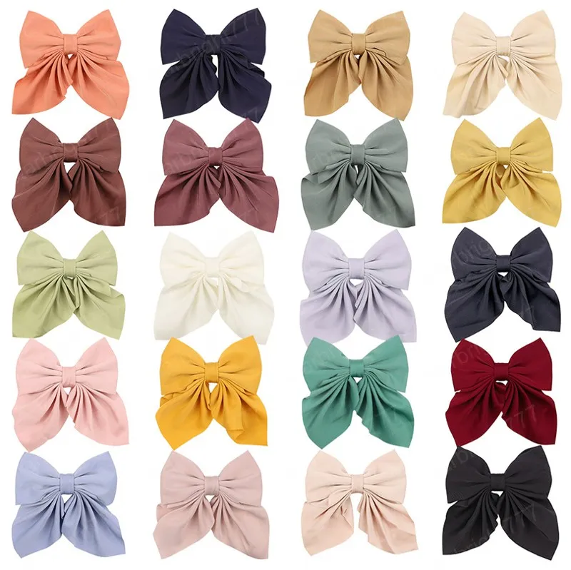 11.5 CM Korean Style Fashion Handmade Bowknot Baby Hairpin Solid Color Bows Duckbill Clip DIY Ponytail Headwear Hair Accessories