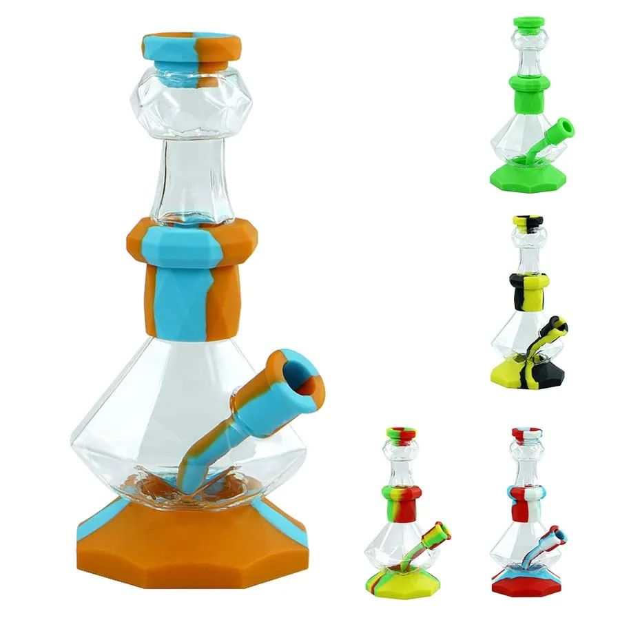 Diamond Smoking Water Pipe hookahs Bong Mix Color with 14# Glass bowl