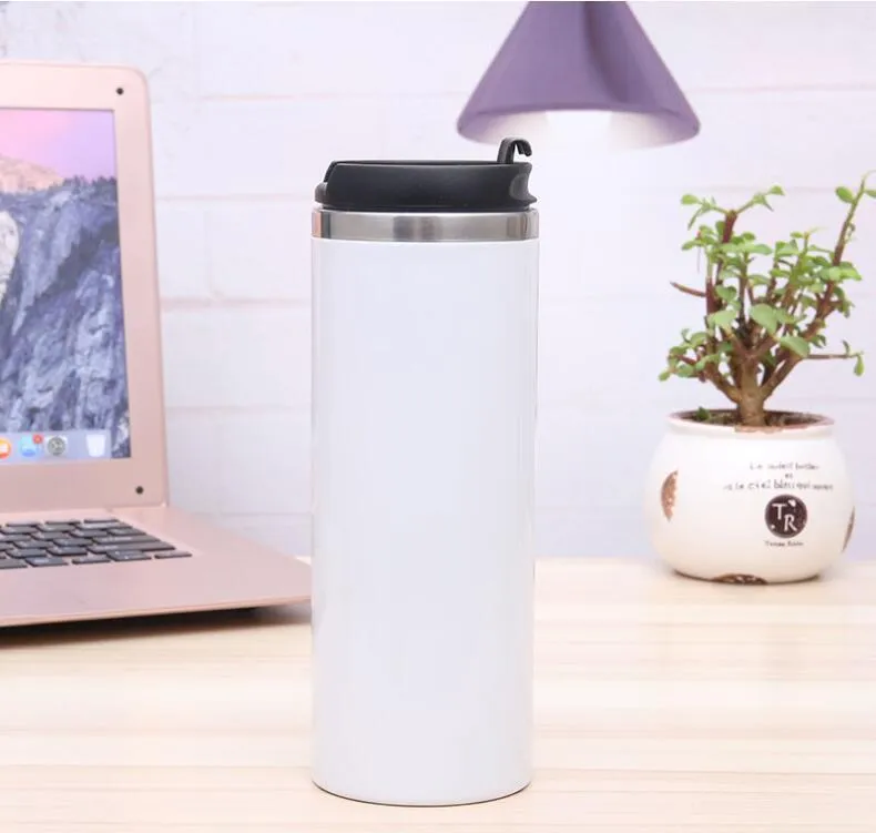 420ml blank sublimation tumblers heat tansfer coffee mugs with lid double layers stainless steel beer mugs sea shipping cca12594