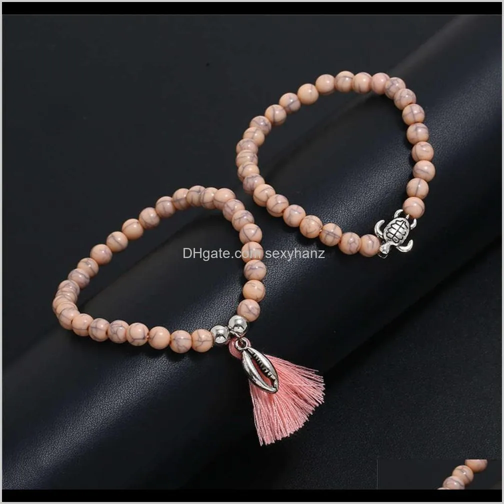 jewelry shell sequin bead chain tassel bracelet four piece suit anklet bn-79