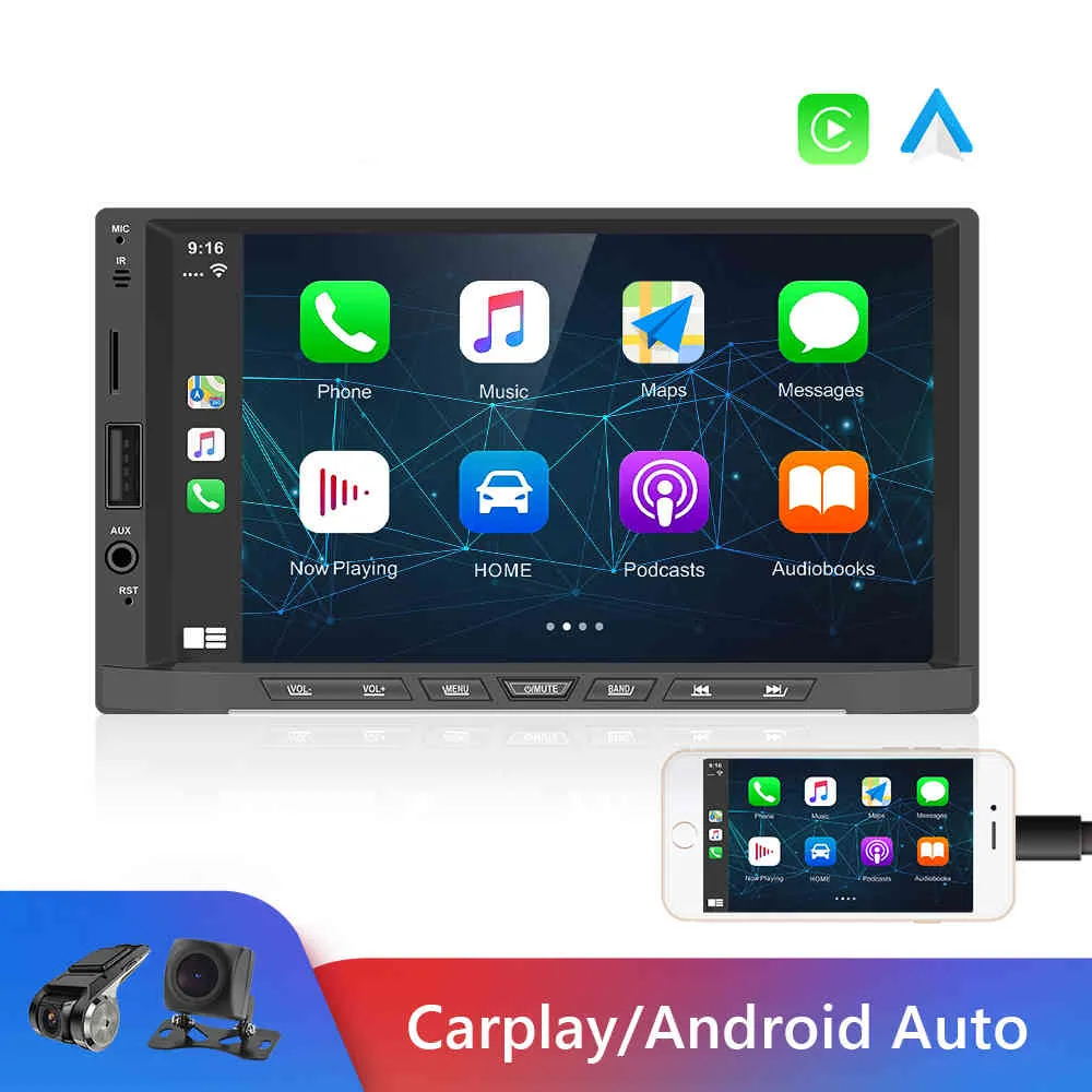 7 "2 DIN MP5 Multimedia Player Auto Radio Stereo Bluetooth FM GPS Autoradio Touchscreen AHD CarPlay Android Auto voor auto's