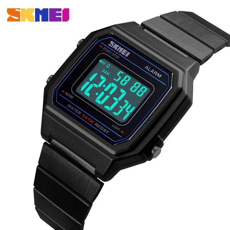 SKMEI Fashion Casual Men Watch Digital Vattentät Armbandsur Lysande Vecka Display Alarm Män Klockor Erkek Kol Saati 1377 Q0524