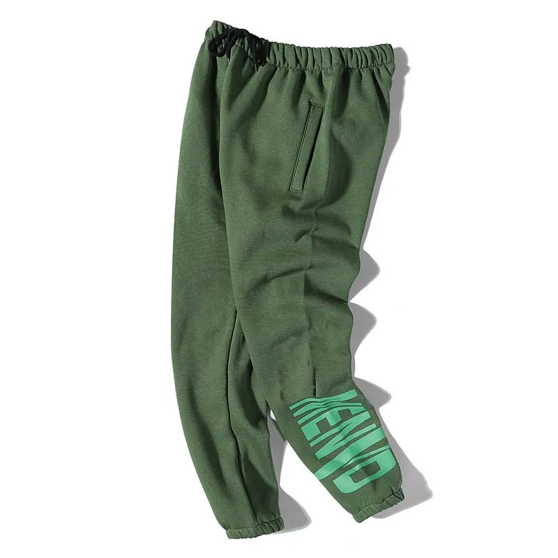 Calças masculinas grande v hip hop concerto verde casual calças soltas vlones # macho m-2xl