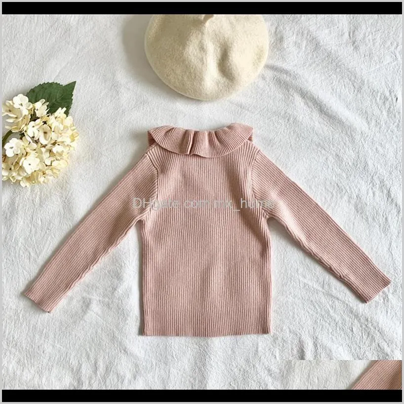 baby girls sweater winter spring baby sweater girl ruffle collar knitted toddler kids sweaters 100% cotton girl pullover tops 201103