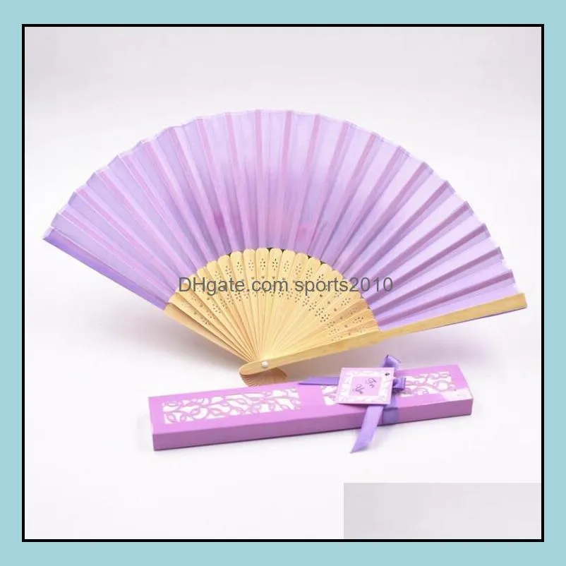 Personalized Wedding Favors and Gifts for Guest Silk Fan Cloth Wedding Decoration Hand Folding Fans With Gift Box LX1133