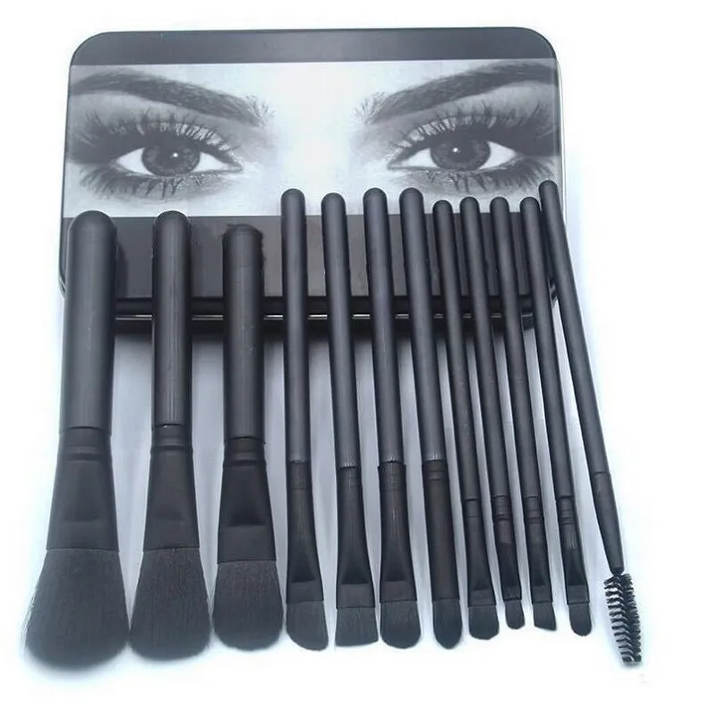 Makyaj fırçaları 12 adet tozu göz farı profesyonel kozmetik fırça seti instock yüksek kalite