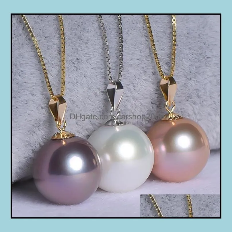 8-9mm White Pink Purple Natural Pearl Pendant Necklaces Women`s Gift Bridal Jewelry