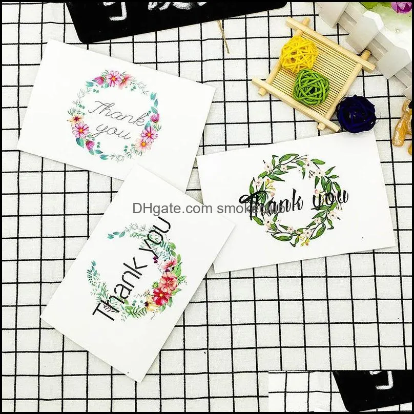 Greeting Cards 48pcs/set Diamond Painting Flowers Wreath Thank You With Envelopes Christmas Year Gift Card Set