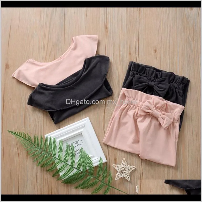 baby girls clothing set ruffled rompers long sleeve clothes girls elastic waist pants candy color 2 pcs suit 0-3t 04