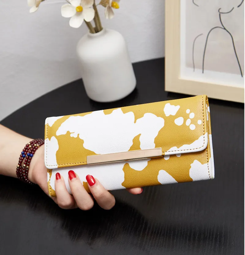 5pcs Wallets Women PU Cow Prints Flap Cover Hasp Business Credit Card Holder