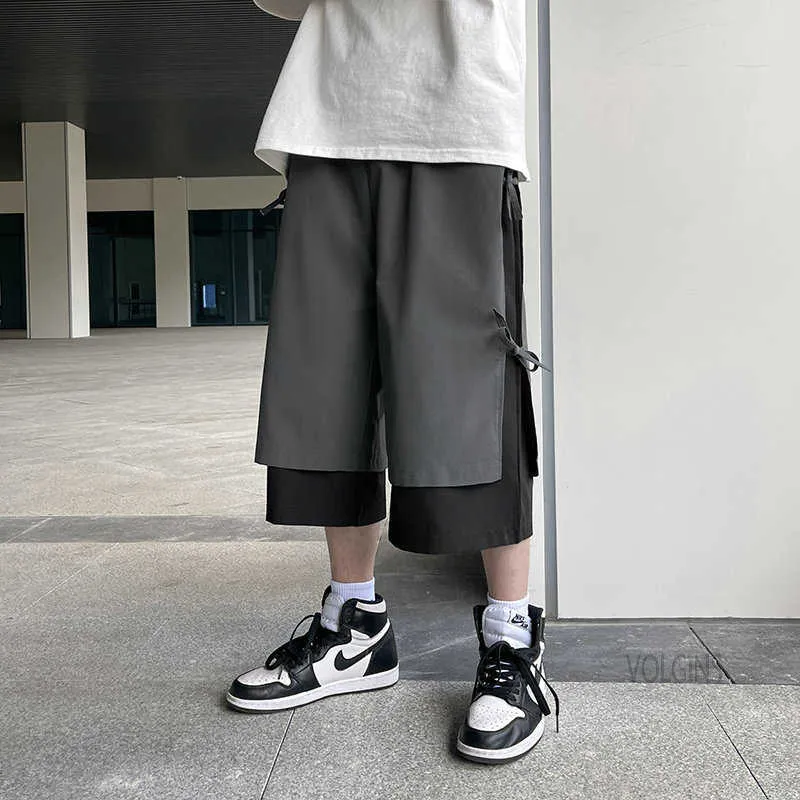 Hip Hop Streetwear Baggy Harem Pantolon Erkekler 2021 Yaz Gevşek Katı Erkek Sweatpants Harajuku Pamuk Joggers Erkekler Pantolon X0723