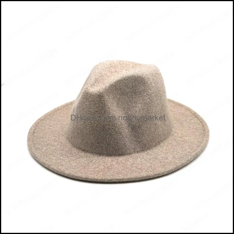 New high quality Women men Wool Fedoras Top hat Wide Brim Panama Hat Winter Warm Jazz Caps Elegant Lady Church Hat Sombrero