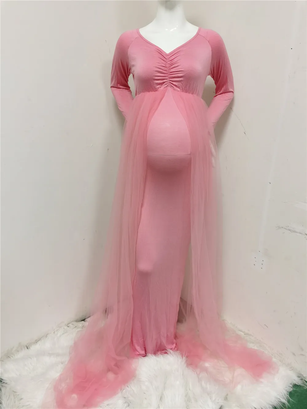 2020 Maternity Dresses Photography Props Shoulderless Pregnancy Long Dress For Pregnant Women Maxi Gown Baby Showers Photo Shoot (1)