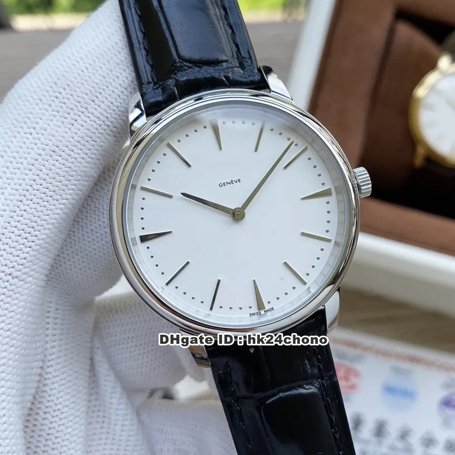 Högkvalitativ patrimoni 81180 000p-9539 Miyota Automatisk herrklocka 42mm stålfodral grå urtavla Gents klädklockor svart läder str284v