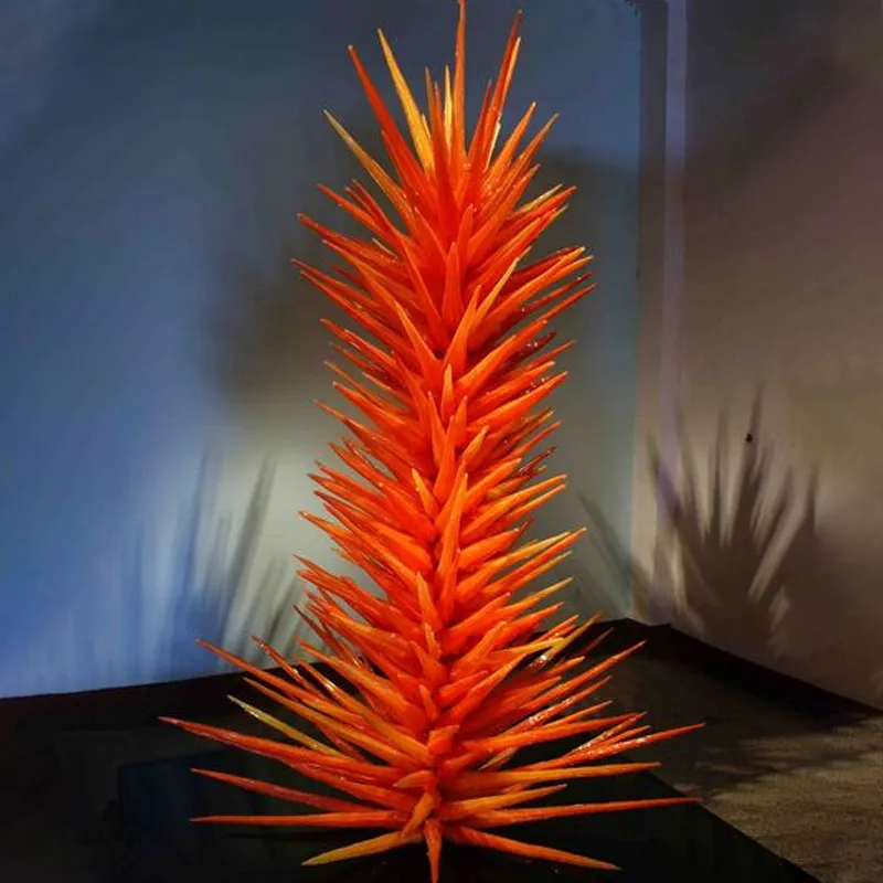クリエイティブハンドブローグラスツリーフロアライトオレンジムラノ彫刻屋内針葉樹デザインホームホテルロビーアールデコレーション32×72インチ