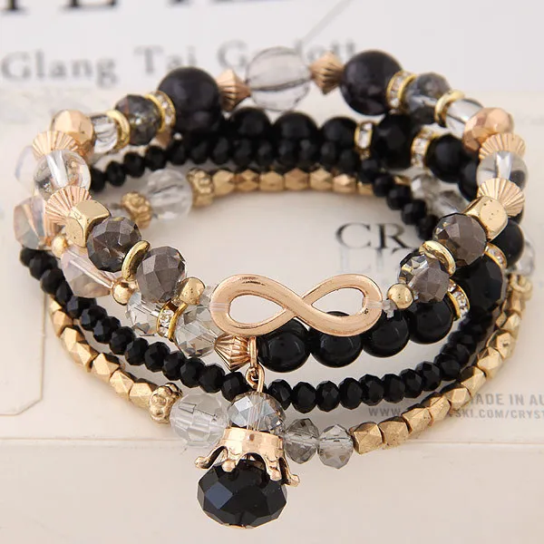 Bracelets For Women Bijoux Glasses Stone Beads Bracelets & Bangles Gold One Direction Multilayer Elastic Charm Pulsera GC177
