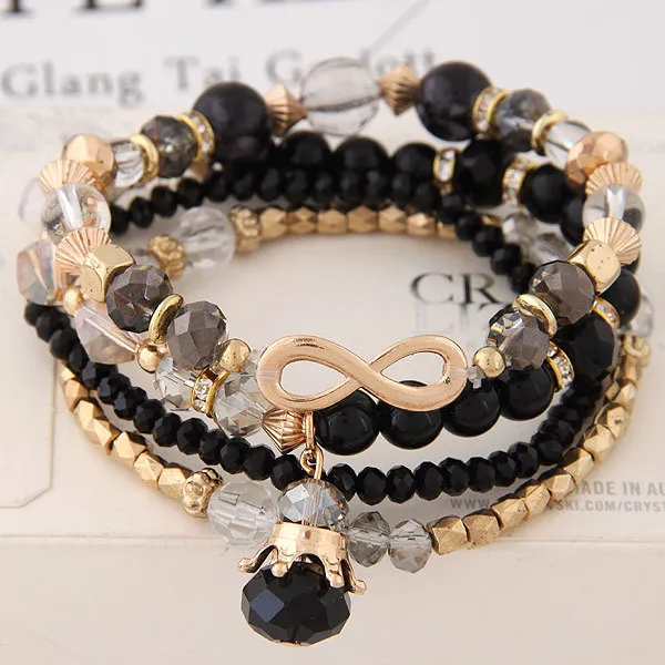 여성용 팔찌 Bijoux 안경 스톤 비즈 팔찌 Bangles 골드 한 방향 다층 탄성 매력 Pulsera GC177