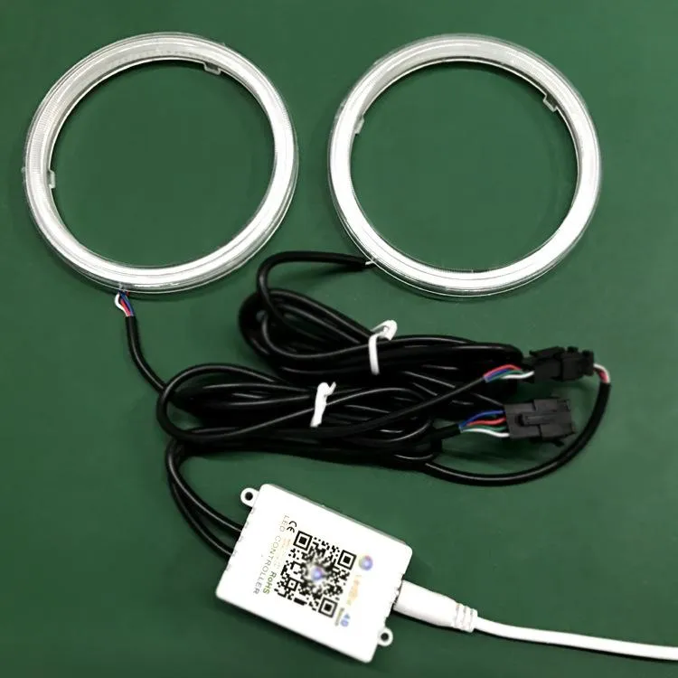Moduler ZZEL ZYEL Angel Eyes Bluetooth APP Kontroll RGB Halo Ringar COB 60-70-80MM PVC-skal Led Bil Auto Signal Körstrålkastare