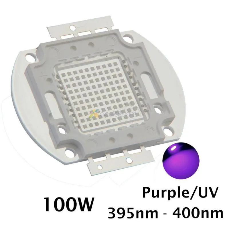 Lampor 100W högkraft UV-ultra violett ljuschip epileds 42mil, 365 nm-370nm, 380nm-385 nm, 395 nm-400nm, 420nm-425nm LED-källa