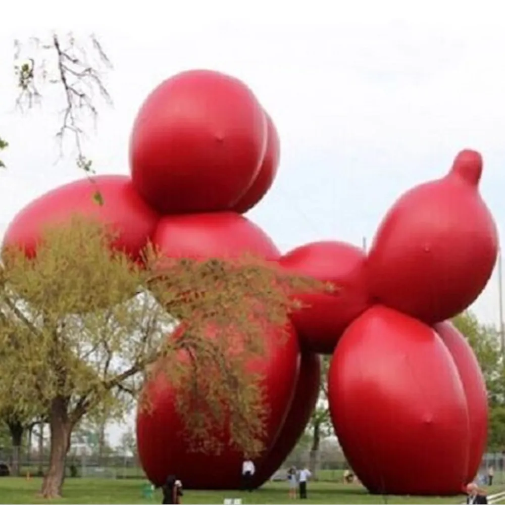 Meraviglioso Cane Gonfiabile Gigante Arancione Rosso Con Palloncino Animale Del Fumetto Del Ventilatore Per La Decorazione Del Parco