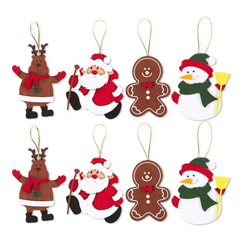 H8cm Christmas Tree Pendant Wool Felt Small Ornaments Pendants Decoration For Stocking Snowman Reindeer Santa Claus HH21-725