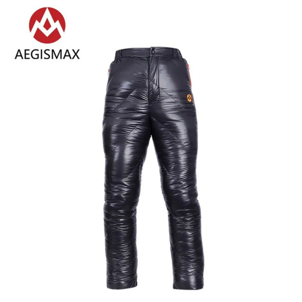 Calça masculina AEGISMAX 95% branca de penas de ganso ultraleve viagem ao ar livre acampamento caminhadas à prova d'água quente 800FP engrossar