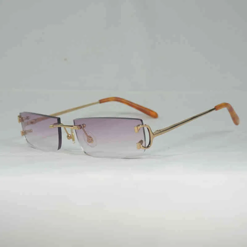 2022 Factory Wholesale New Trendy C Wire Sunglasses Men Rimless Small Lens Square Women For Outdoor Club Clear Glasses Frame culos Shades